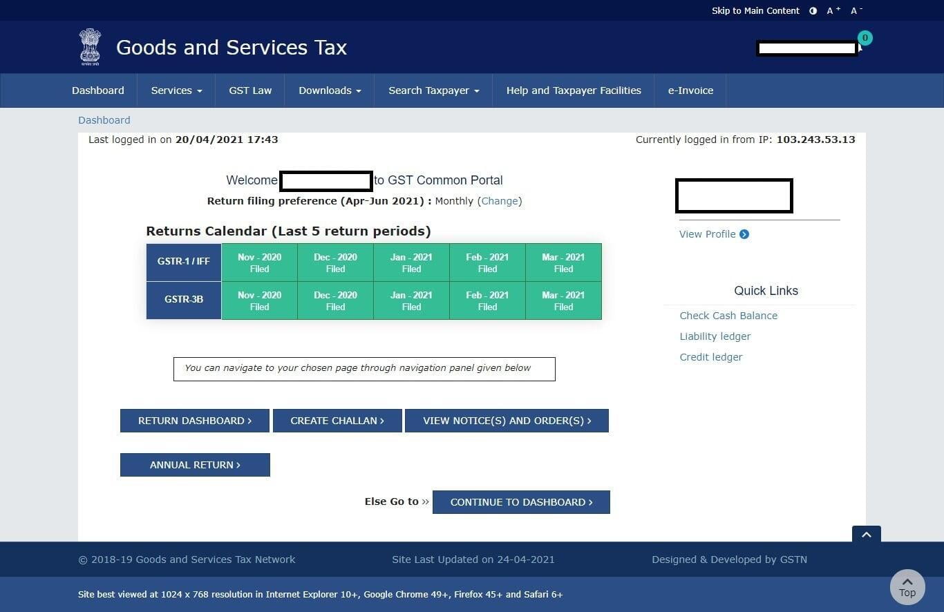 Registered Taxpayers can check status of last 5 return periods and change the return filing preference (Quarterly to Monthly or vice-versa) from GST Dashboard